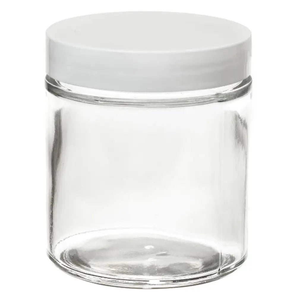 4 oz. Clear Glass Salve Jar with White Lid