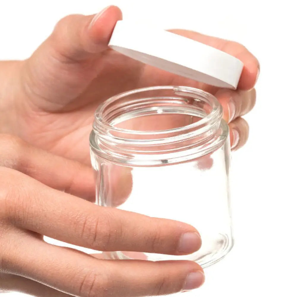 4 Oz. Clear Glass Salve Jar With White Lid