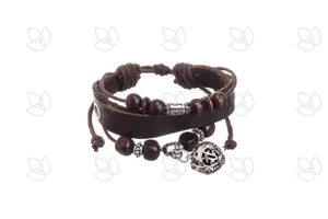 Brown Boho Leather Bracelet With Locket And Aroma-Balls