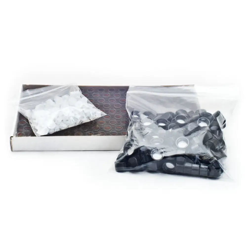 1/4 dram Amber Glass Vials, Orifice Reducers, and Black Caps (Box of 144)
