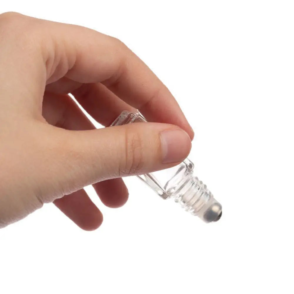 4 ml Clear Square Glass Vials with Metal Roll-ons and Matte Gold Caps (Pack of 6)