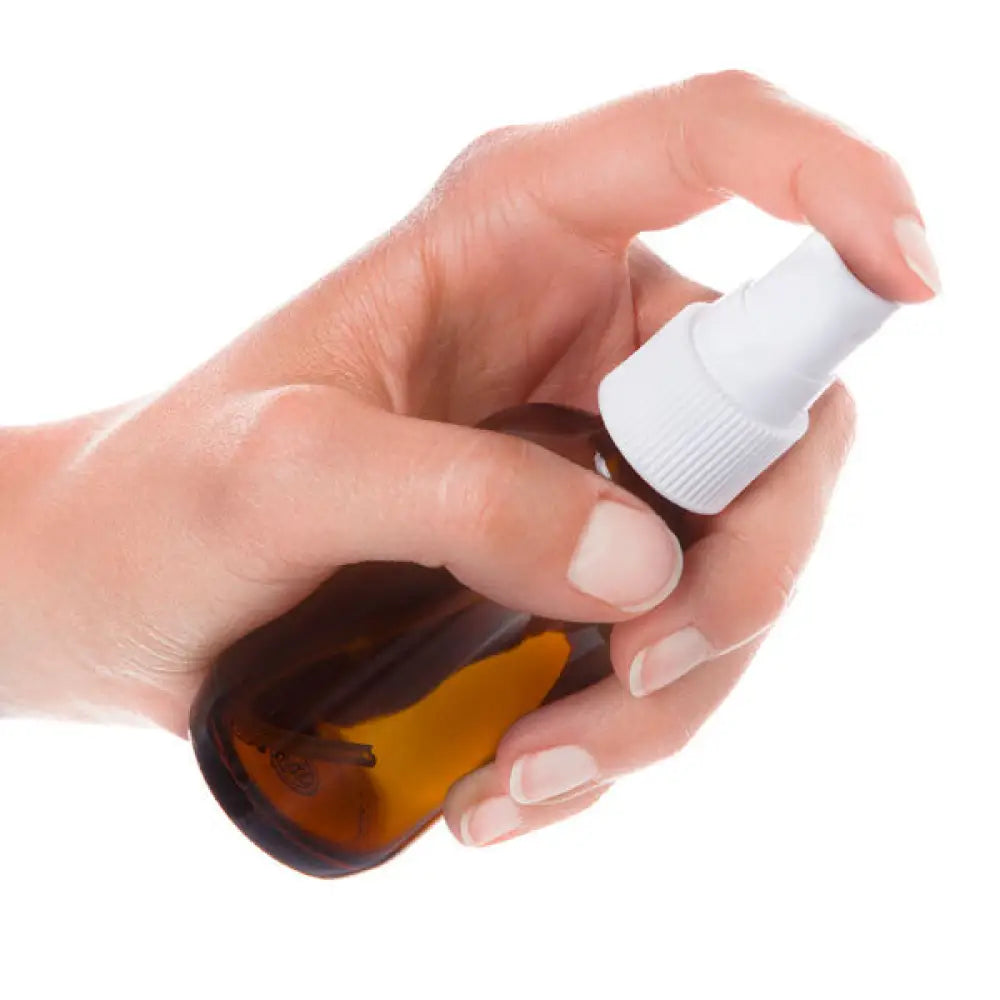 2 oz. Amber Glass Bottle with Misting Sprayer, black top