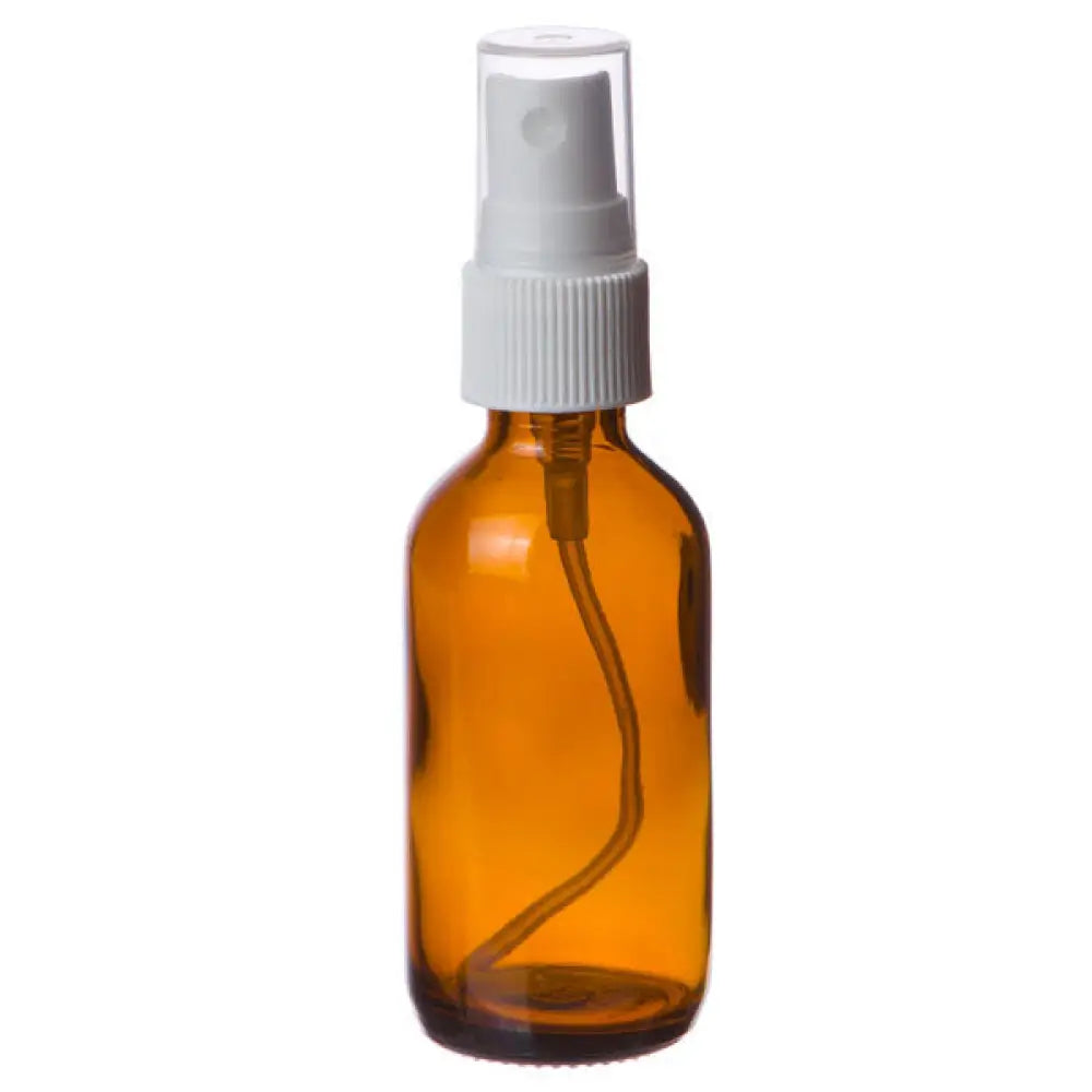 2 Oz. Amber Glass Bottle With Misting Sprayer, White top
