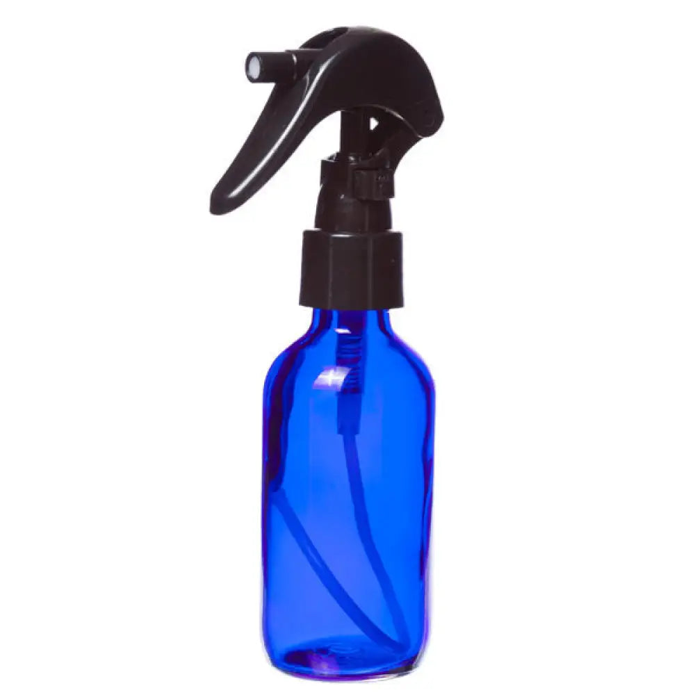 2 Oz. Blue Glass Bottle With Trigger Sprayer Black
