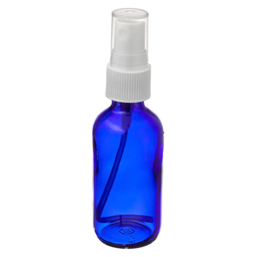 2 Oz. Blue Glass Bottle With Misting Sprayer White