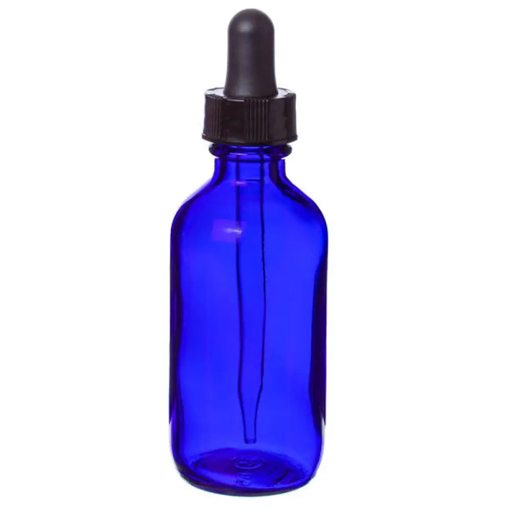 2 oz. Blue Glass Bottle with Dropper Cap