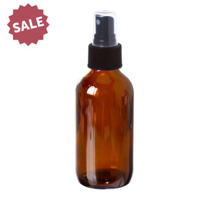 4 oz. Amber Glass Bottle with Misting Sprayer Black Sprayer