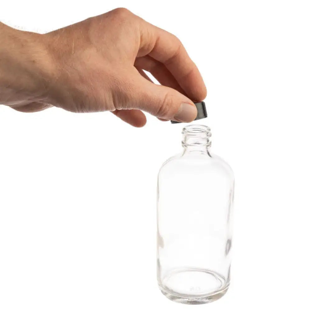 8 oz. Clear Glass Bottle with Black Cap