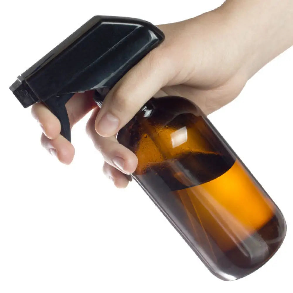 8 oz. Amber Glass Bottle with Black Trigger Sprayer