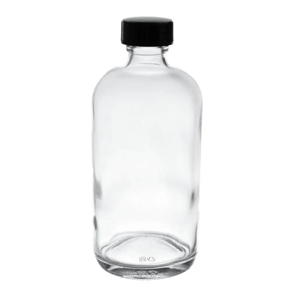 8 oz. Clear Glass Bottle with Black Cap