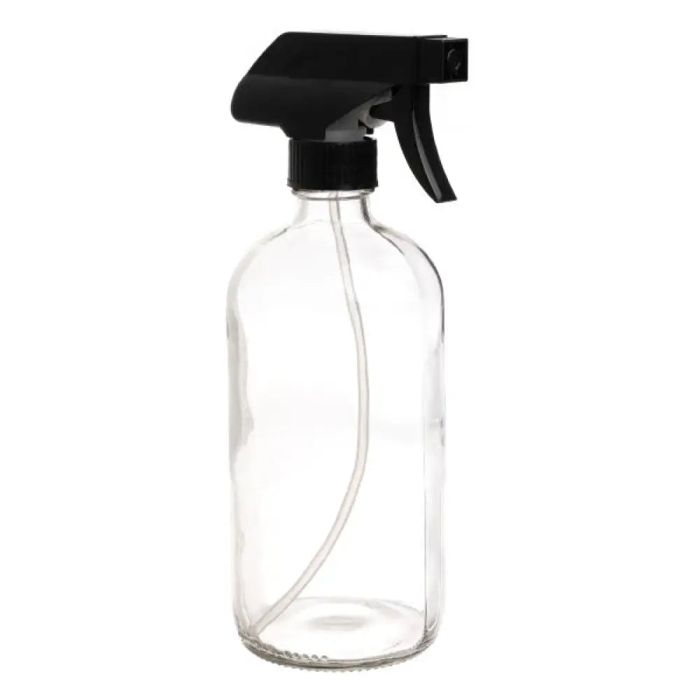 16 oz. Clear Glass Bottle with Black Trigger Sprayer