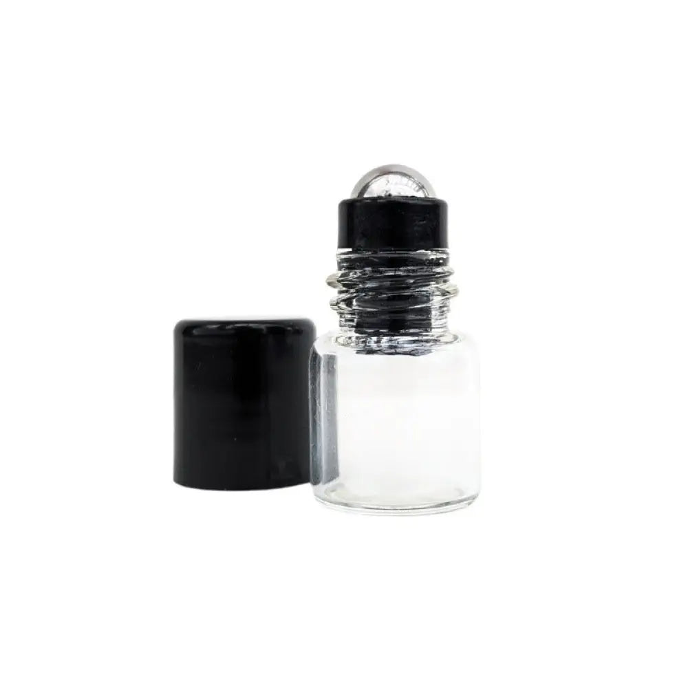 1 Ml Clear Glass Vials With Metal Roll-Ons And Black Caps (Pack Of 12)