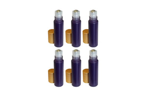 1/3 Oz. Matte Purple Glass Bottles With Metal Roll-Ons And Gold Caps (Pack Of 6)