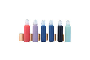 1/3 Oz. Matte Collection Glass Bottles With Metal Roll-Ons And Gold Caps (Pack Of 6)