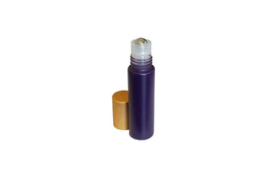 1/3 Oz. Matte Purple Glass Bottles With Metal Roll-Ons And Gold Caps (Pack Of 6)