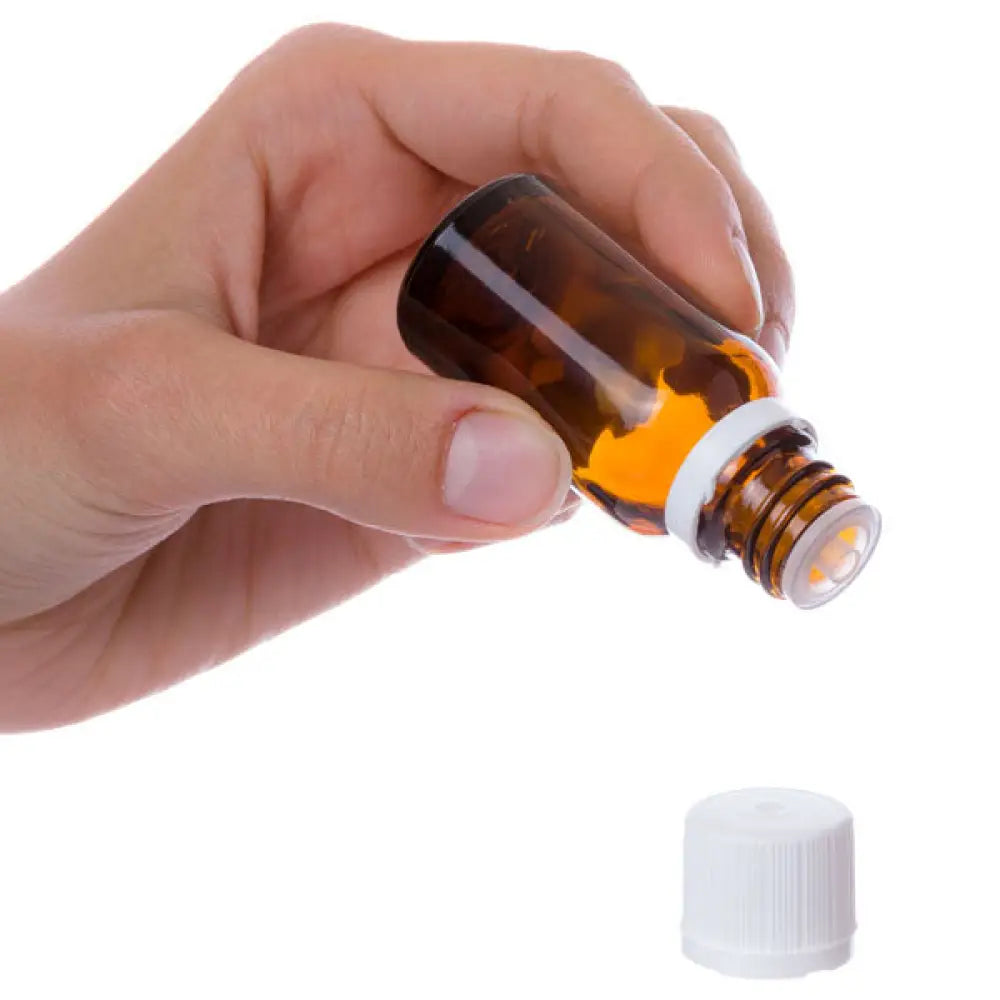 15 ml Amber Glass Vials with Orifice Reducers and White Euro-Style Caps (Pack of 6)