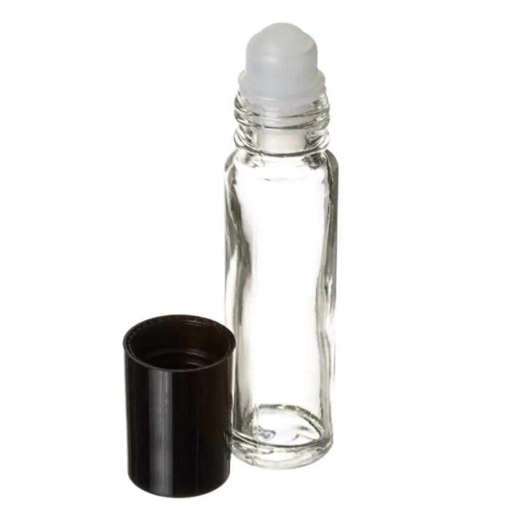1/3 oz. Clear Glass Roll-on Vials with Black Caps (Pack of 6)