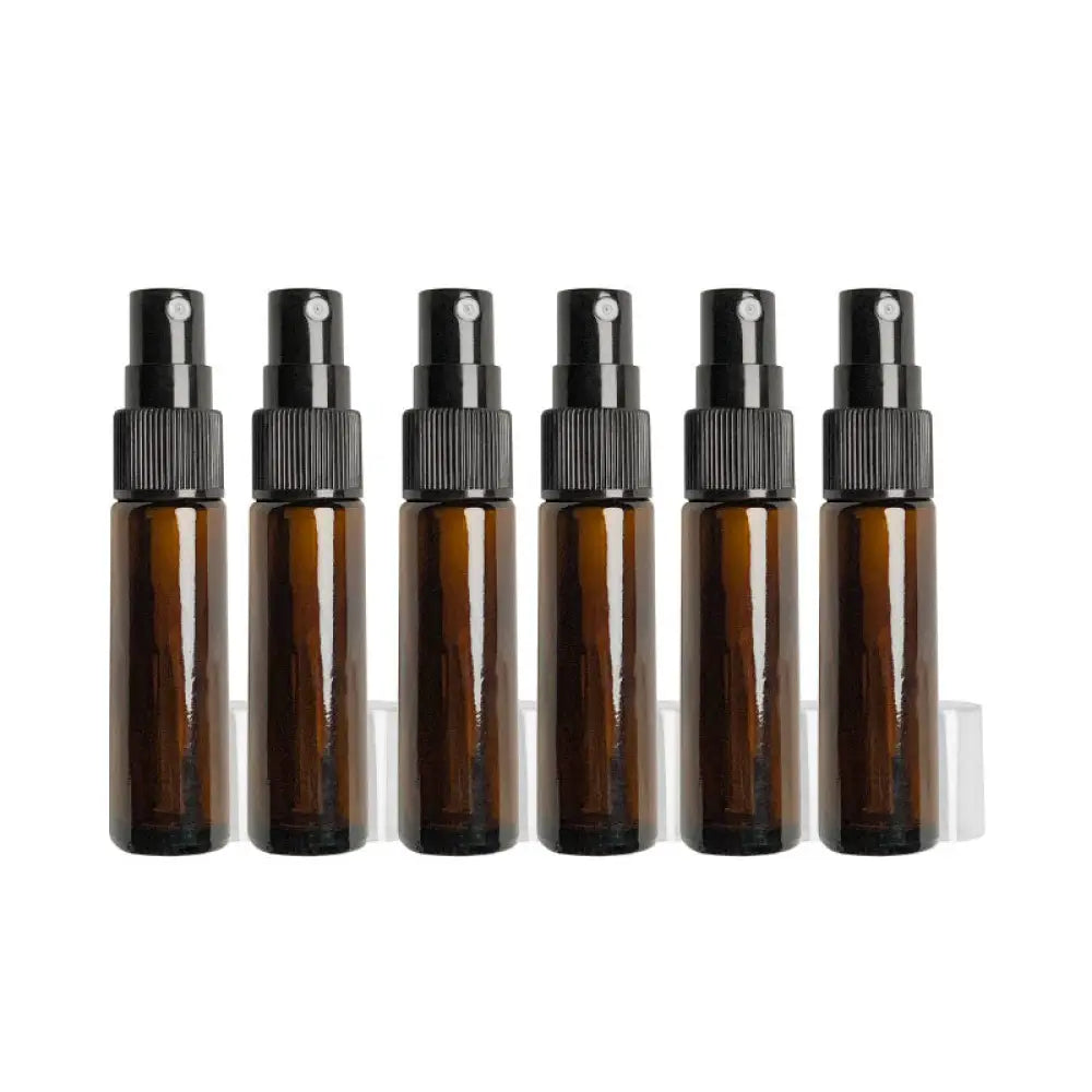 10 Ml Amber Glass Vials With Misting Spray Tops (Pack Of 6)