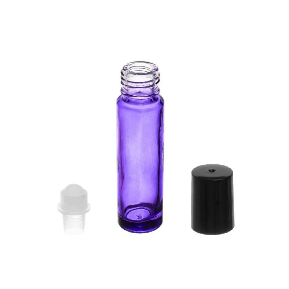 1/3 oz. Purple Glass Bottles with Plastic Roll-ons and Black Caps (Pack of 6)