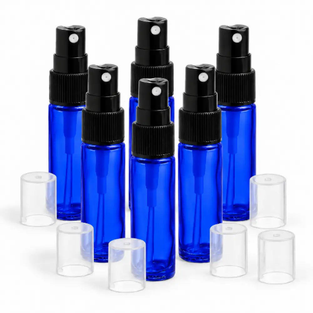 10 ml Blue Glass Vials with Misting Spray Tops (Pack of 6)