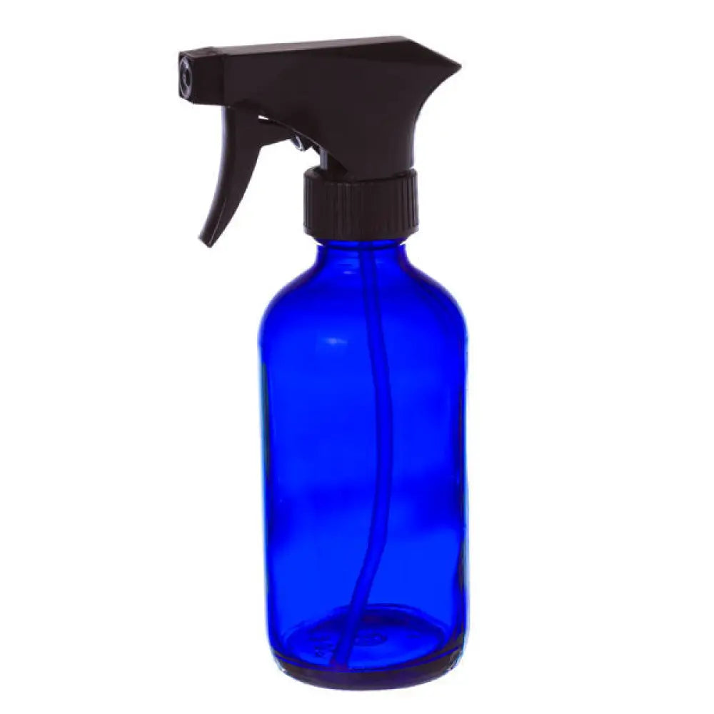 8 oz. Blue Glass Bottle with Black Trigger Sprayer