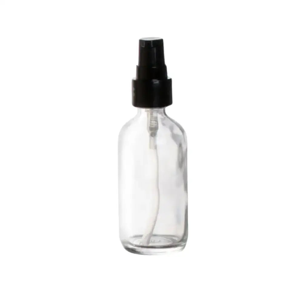 2 Oz. Clear Glass Bottle With Black Treatment Pump