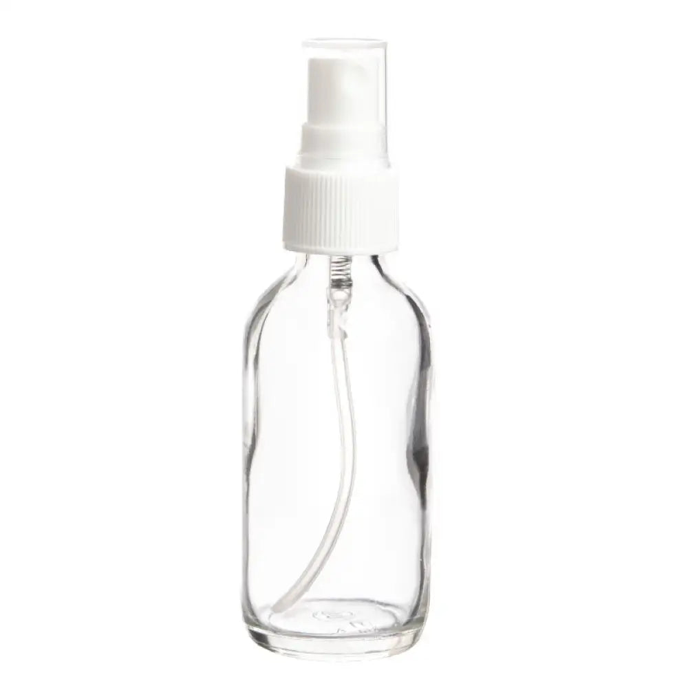 2 oz. Clear Glass Bottle with White Misting Sprayer