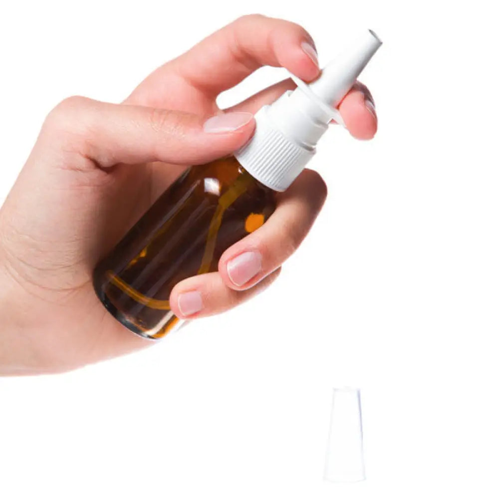 1 oz. Amber Glass Bottles with White Nasal Sprayers (Pack of 6)