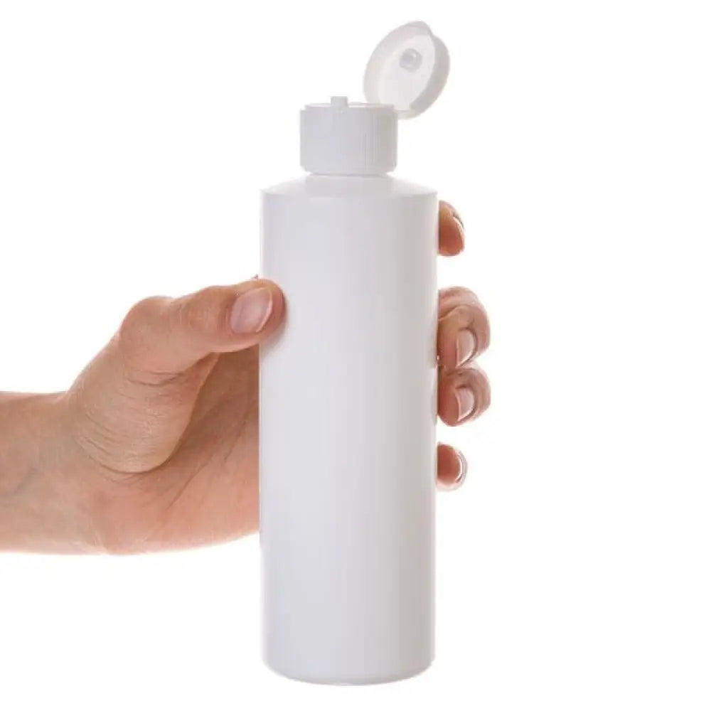8 Oz. White Plastic Bottle With Snap-Top Cap