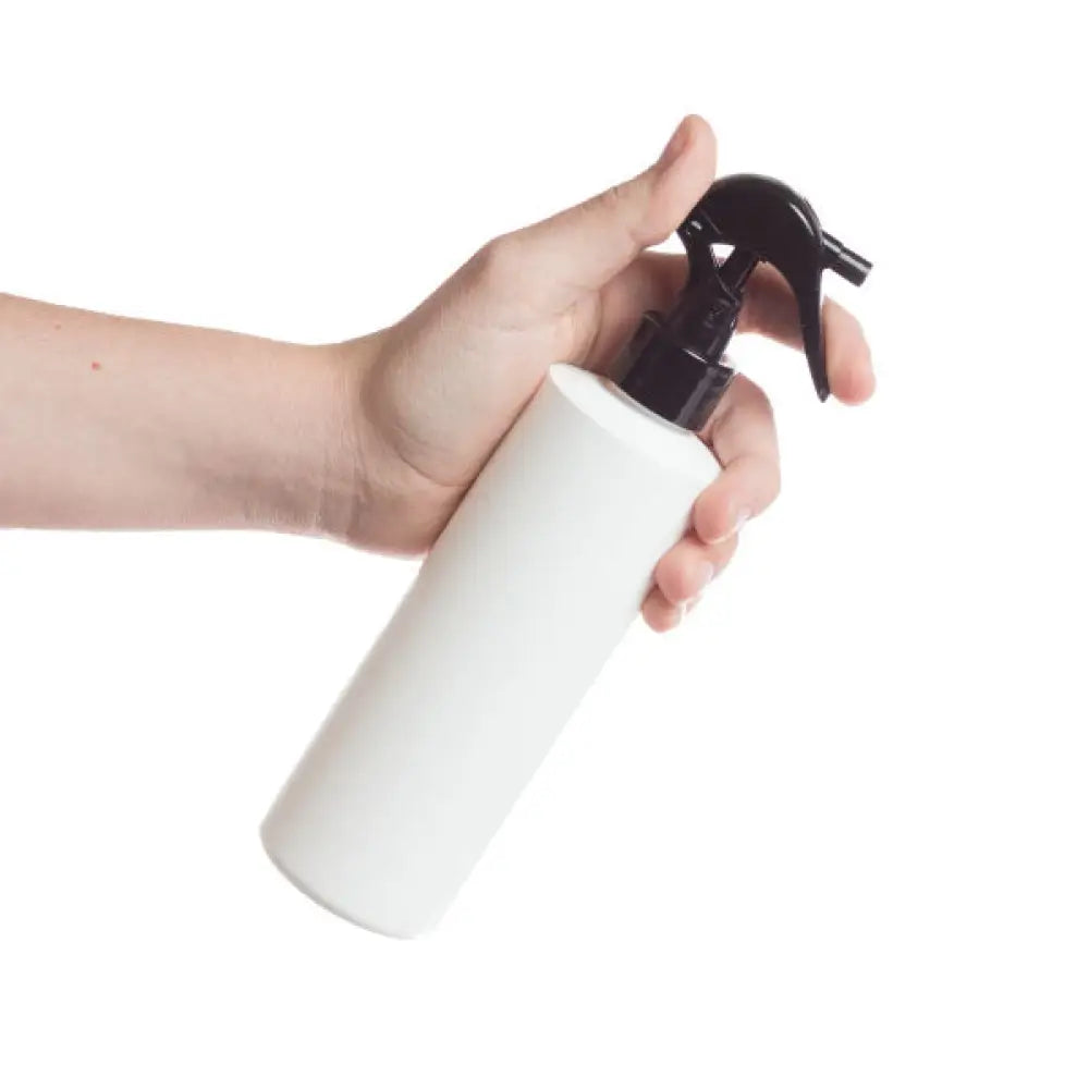 8 oz. White Plastic Bottle with Black Trigger Sprayer