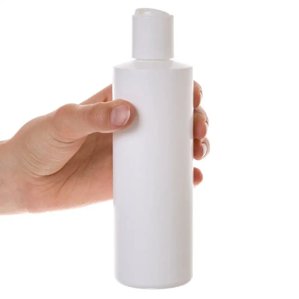 8 oz. White Plastic Bottle with Disc-top Cap