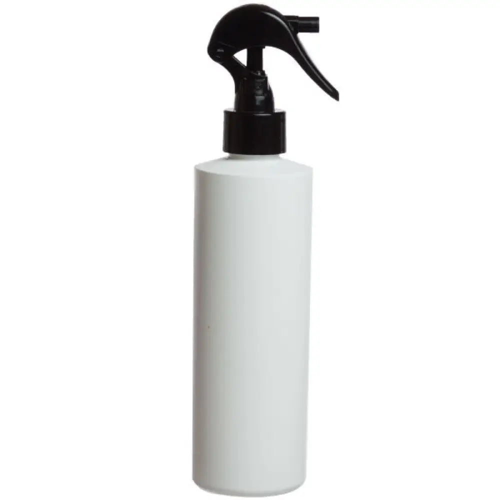 8 oz. White Plastic Bottle with Black Trigger Sprayer