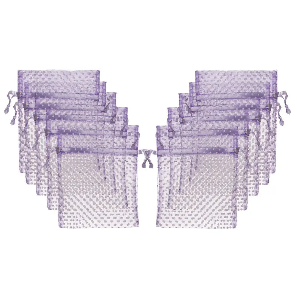 5’’ x 4’’ Organza Purple Polka Dot Gift Bags (Pack of 10)