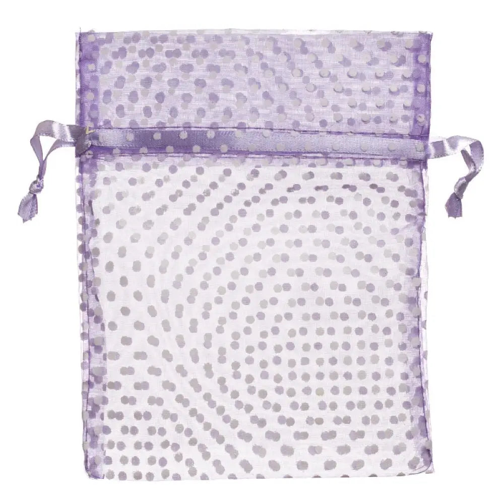 5’’ x 4’’ Organza Purple Polka Dot Gift Bags (Pack of 10)