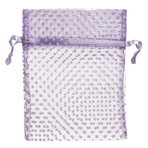 5’’ x 4’’ Organza Purple Polka Dot Gift Bags (Pack of 10)