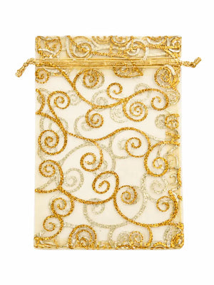 7’’ x 5’’ Organza Gift Bags (Pack of 10) - Gold