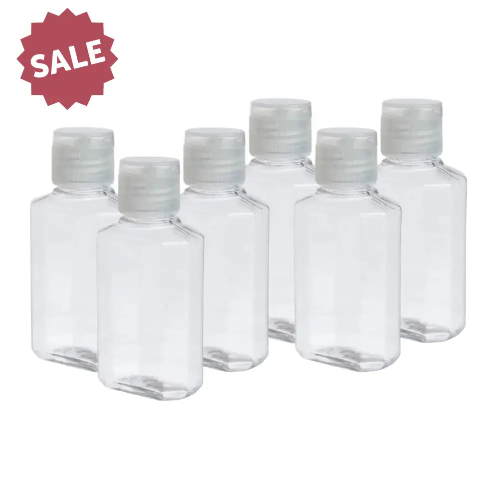 2 oz. Clear Octagon Plastic Bottle with Natural Snap-Top Cap (Pack of 6)