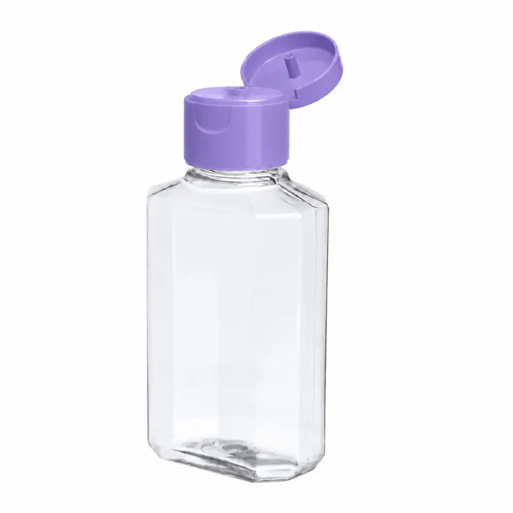 2 oz. Clear Octagon Plastic Bottle with Purple Flip-Top Cap