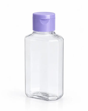 2 oz. Clear Octagon Plastic Bottle with Purple Flip-Top Cap