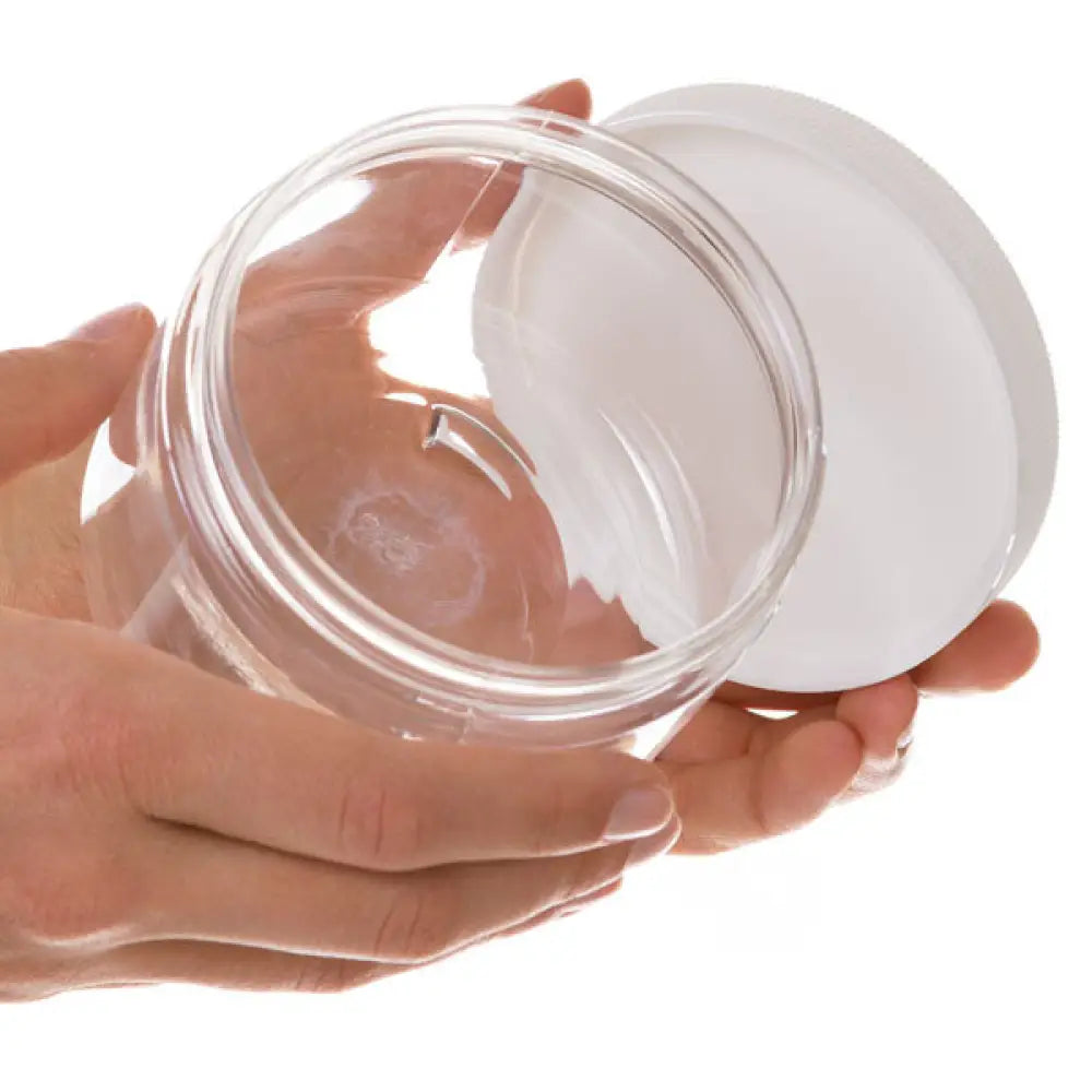 12 Oz. Clear Pet Plastic Jar With White Ribbed Lid