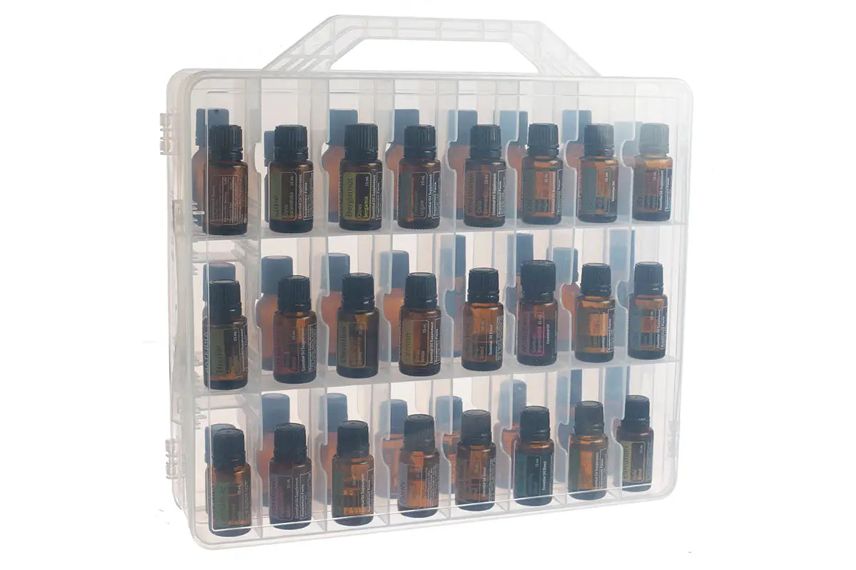 Oil Life: 4-Drawer Tower Essential Oil Storage Display | Acrylic & Bamboo Organizer for 40 Doterra 15ml Bottles | Elegant Home & Office Aromatherapy