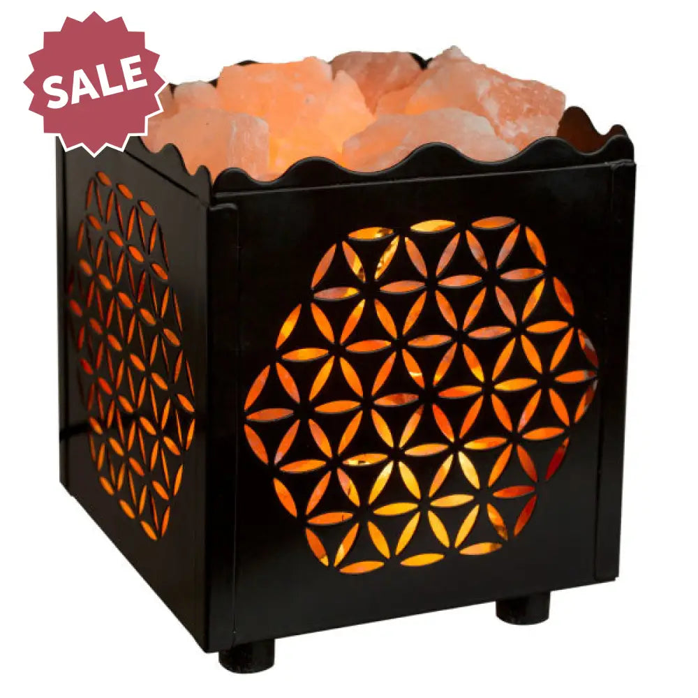 Himalayan Salt Lamp Basket Flower-Cut Cube