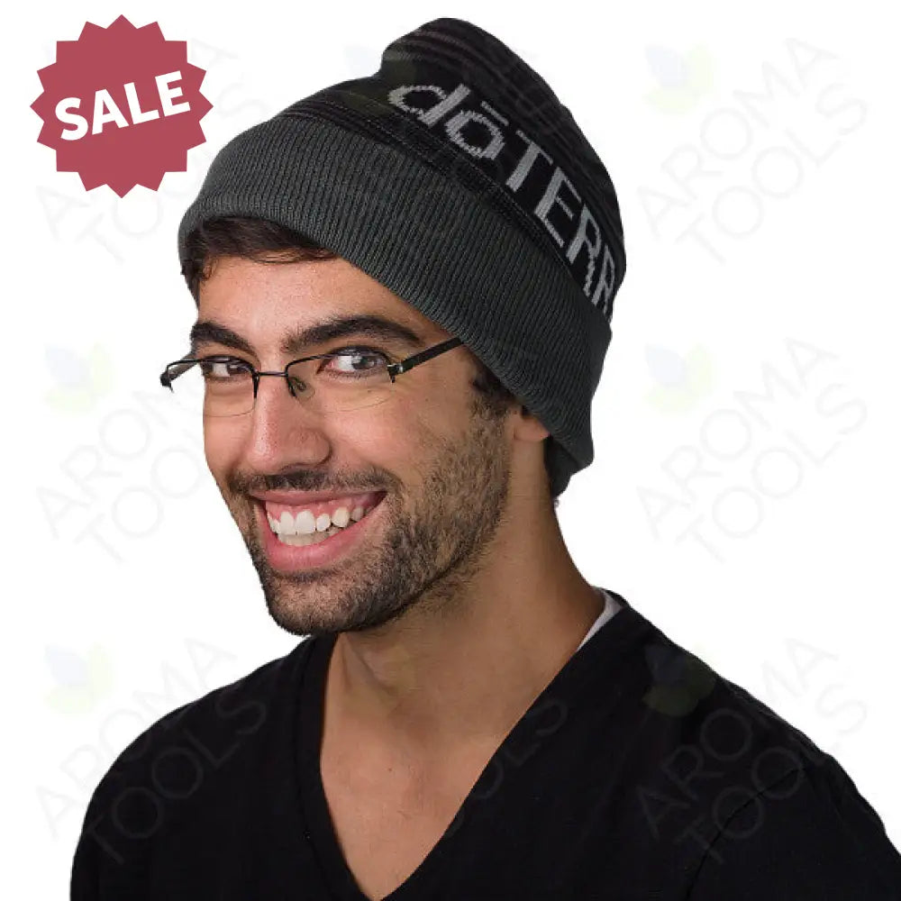 “Dōterra®” Branded Gray Stripe Beanie (One Size Fits Most)
