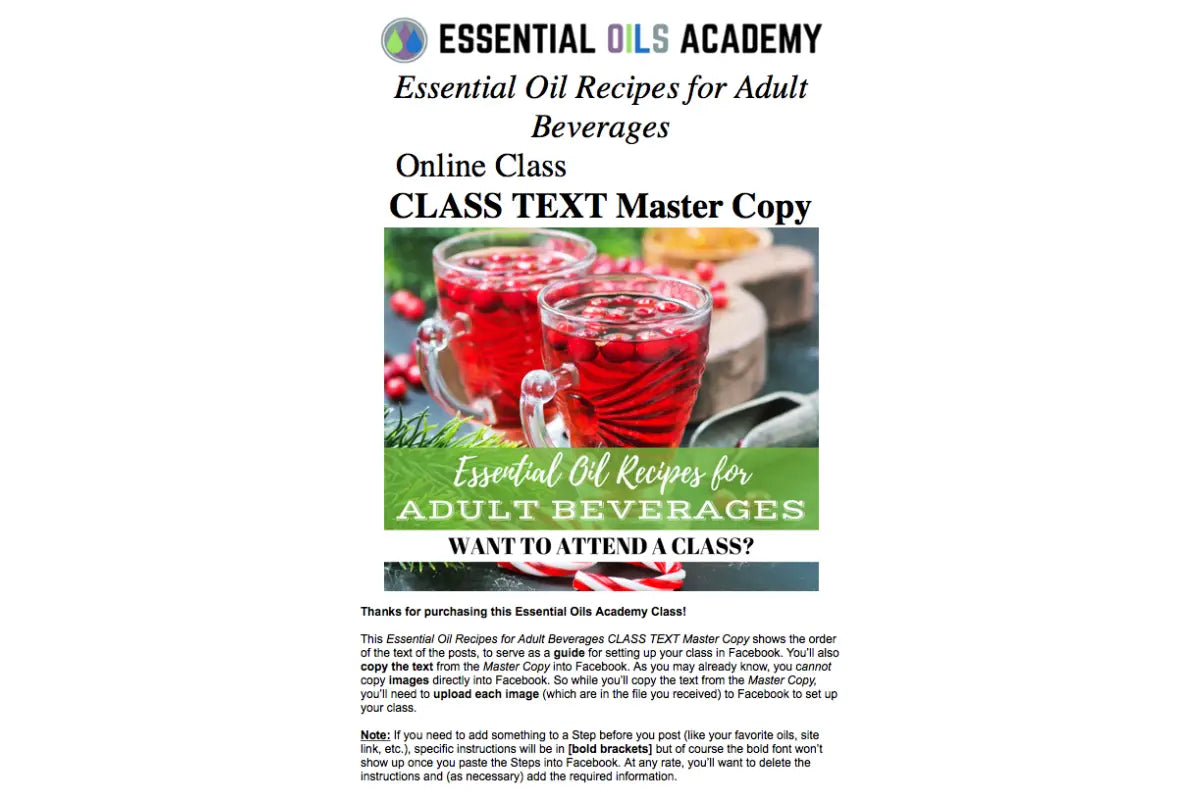Essential Oil Recipes For Adult Beverages Academy Digital Online Class