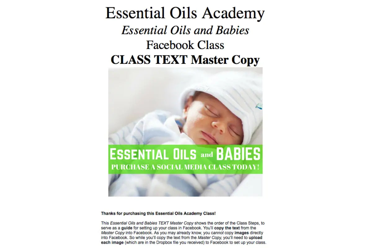 Essential Oils And Babies Oil Academy Digital Online Class