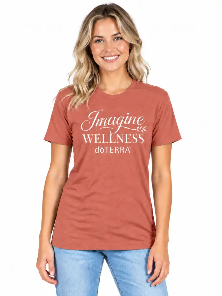 Unisex ’Imagine WELLNESS doTERRA®’ Logo Short-Sleeve T-Shirt - Heather Redwood / Small (S)