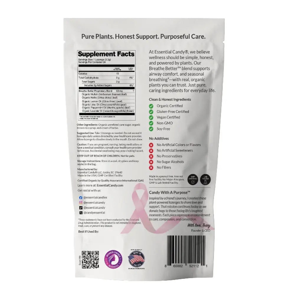 ’Breathe Better’ Botanical Lozenges with Organic Lemon Lime Peppermint Nettle Leaf &amp; Lavender