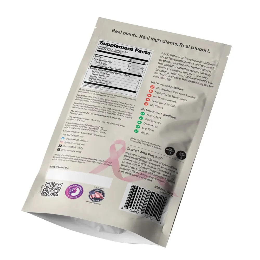’Breathe Better’ Botanical Lozenges with Organic Lemon Lime Peppermint Nettle Leaf &amp; Lavender