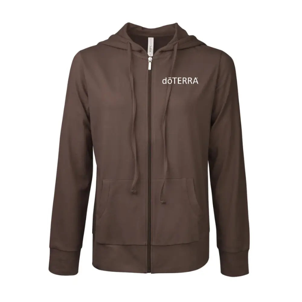 Womens Extra Large (Xl) Heather Gray Doterra Zip-Up Thin Hoodie