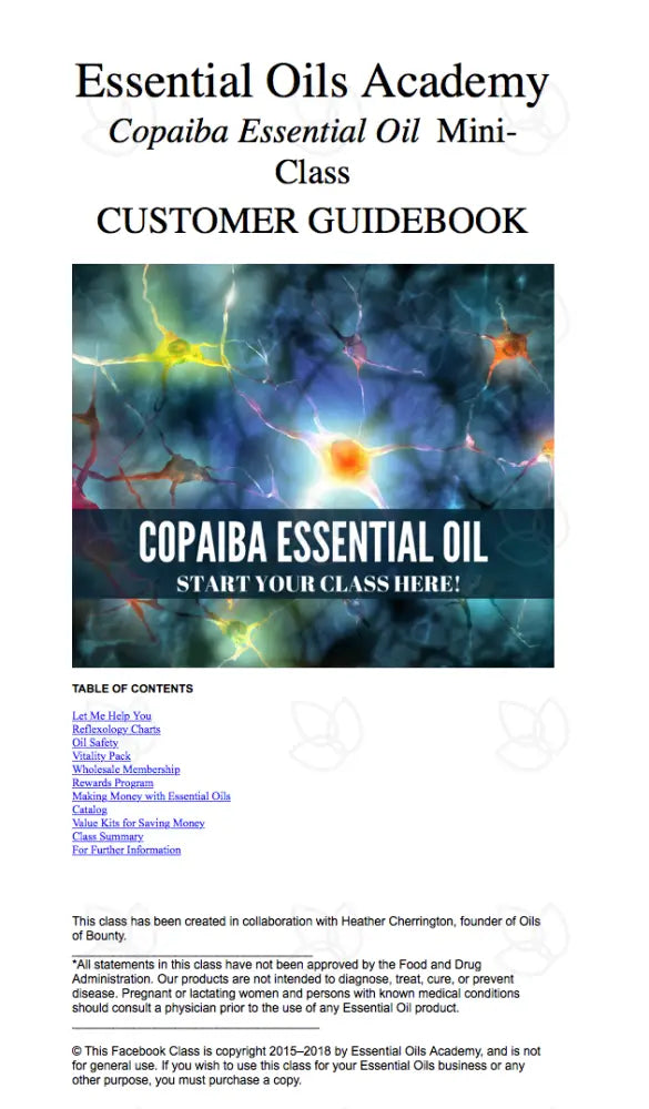 Copaiba Essential Oil Academy Digital Online Class